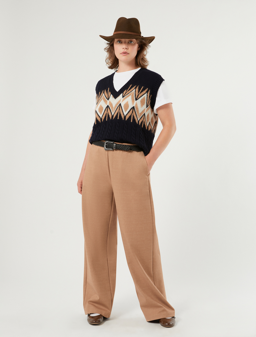 Yarn-dyed jersey trousers - CAMEL - Marina Rinaldi - 2 Yarn-dyed jersey trousers - CAMEL - Marina Rinaldi - 2