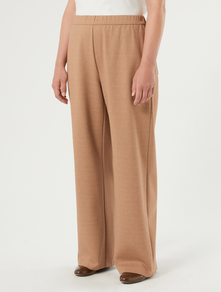 Yarn-dyed jersey trousers - CAMEL