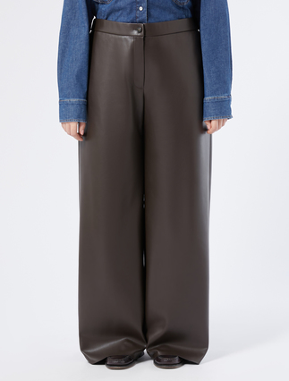 Coated jersey trousers - COFFEE