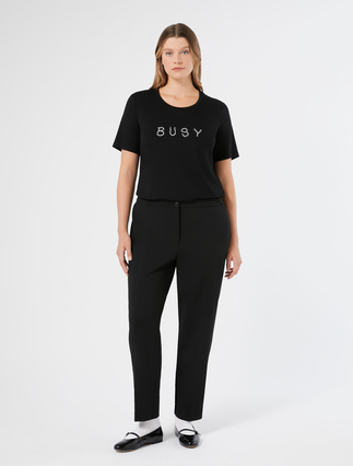 Scuba jersey slim trousers - BLACK