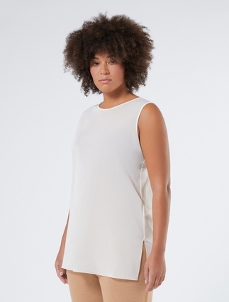 Tulle jersey top - IVORY