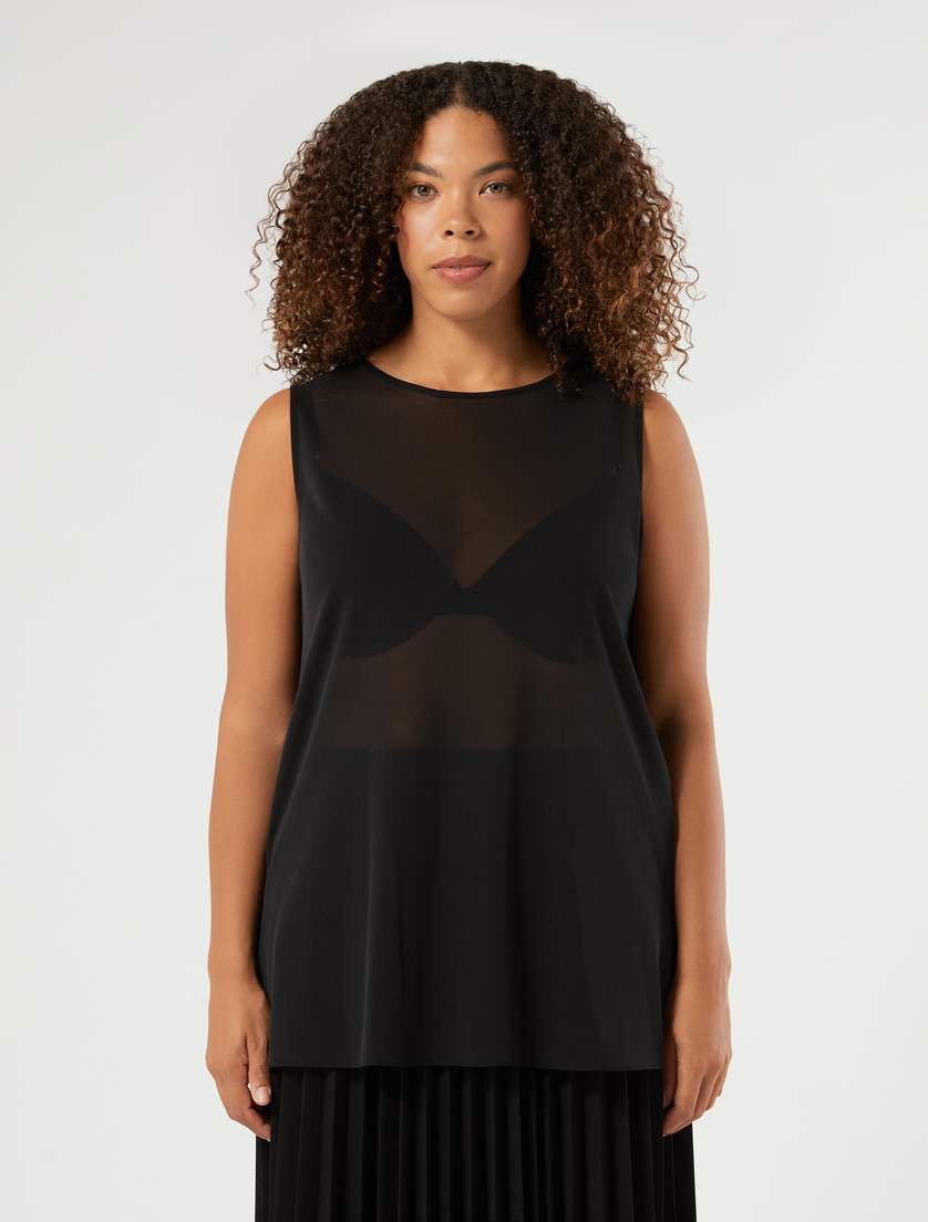 Tulle jersey top - BLACK - Marina Rinaldi Tulle jersey top - BLACK - Marina Rinaldi