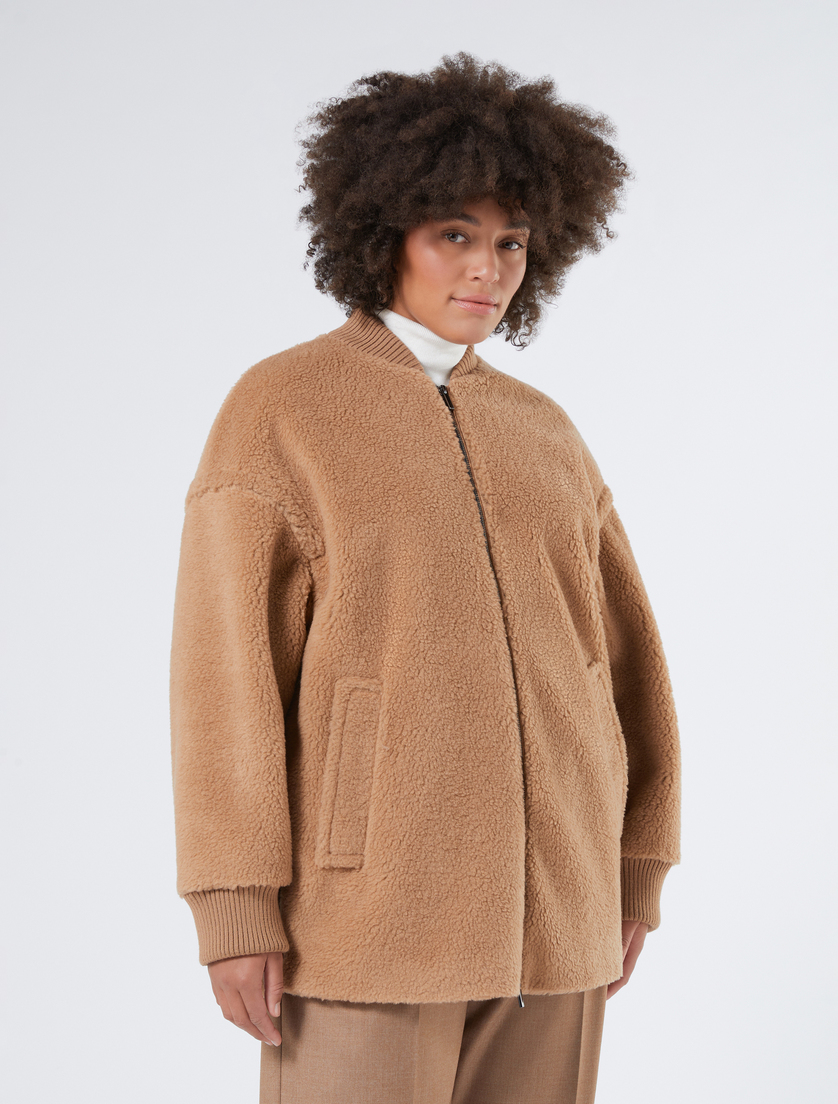 Plush-effect jersey bomber jacket - Marina Rinaldi