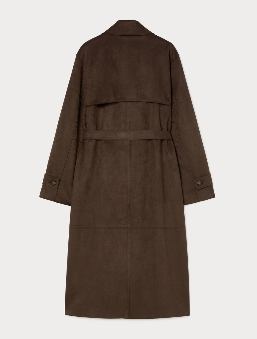 Suede-effect jersey trench coat - DARK BOWN - Marina Rinaldi - 4