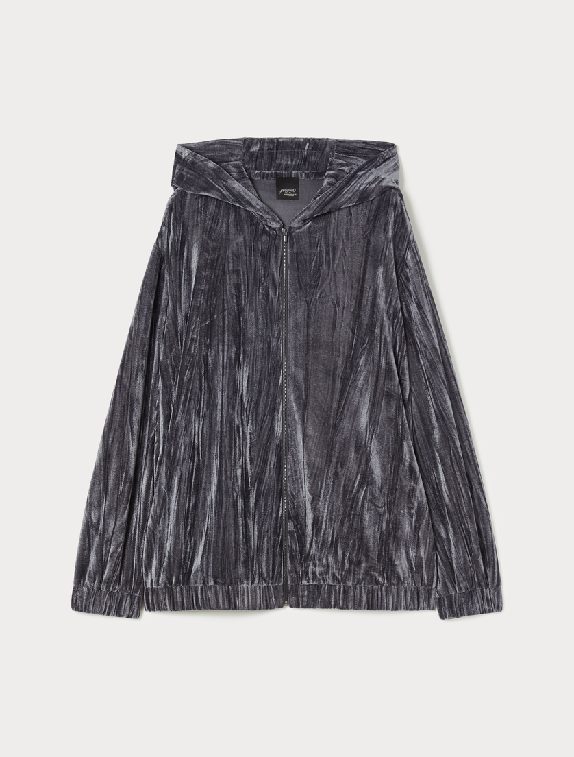 Velvet jersey jogging sweatshirt - DARK GREY - Marina Rinaldi Velvet jersey jogging sweatshirt - DARK GREY - Marina Rinaldi