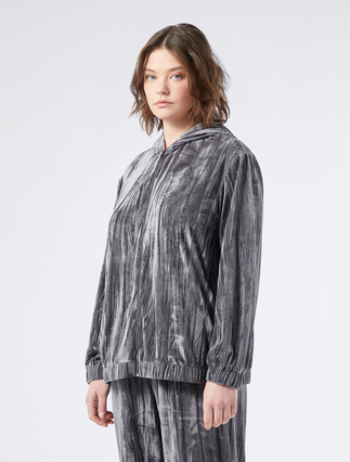 Jogging-Sweatshirt aus Samt-Jersey - ANTHRAZIT