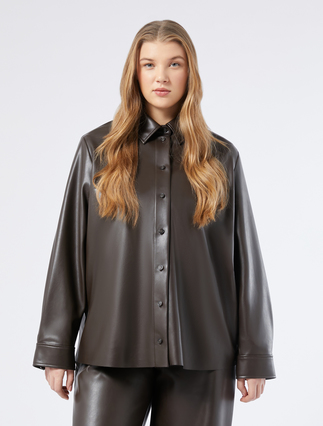 Coated jersey shirt - COFFEE