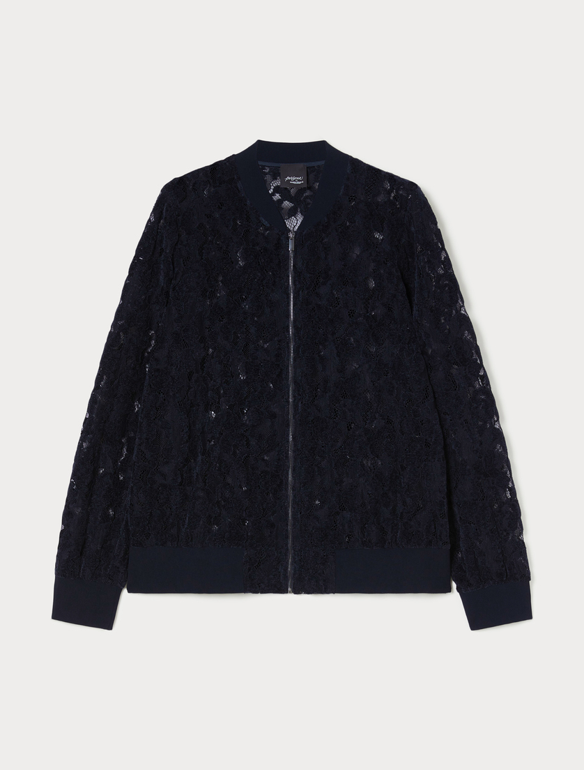 Velvet lace bomber jacket - MIDNIGHTBLUE - Marina Rinaldi Velvet lace bomber jacket - MIDNIGHTBLUE - Marina Rinaldi
