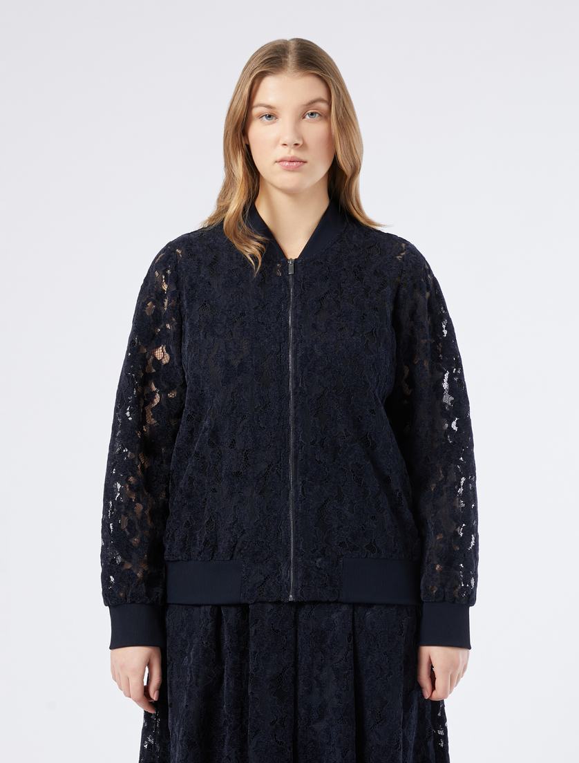 Velvet lace bomber jacket - MIDNIGHTBLUE - Marina Rinaldi - 3 Velvet lace bomber jacket - MIDNIGHTBLUE - Marina Rinaldi - 3