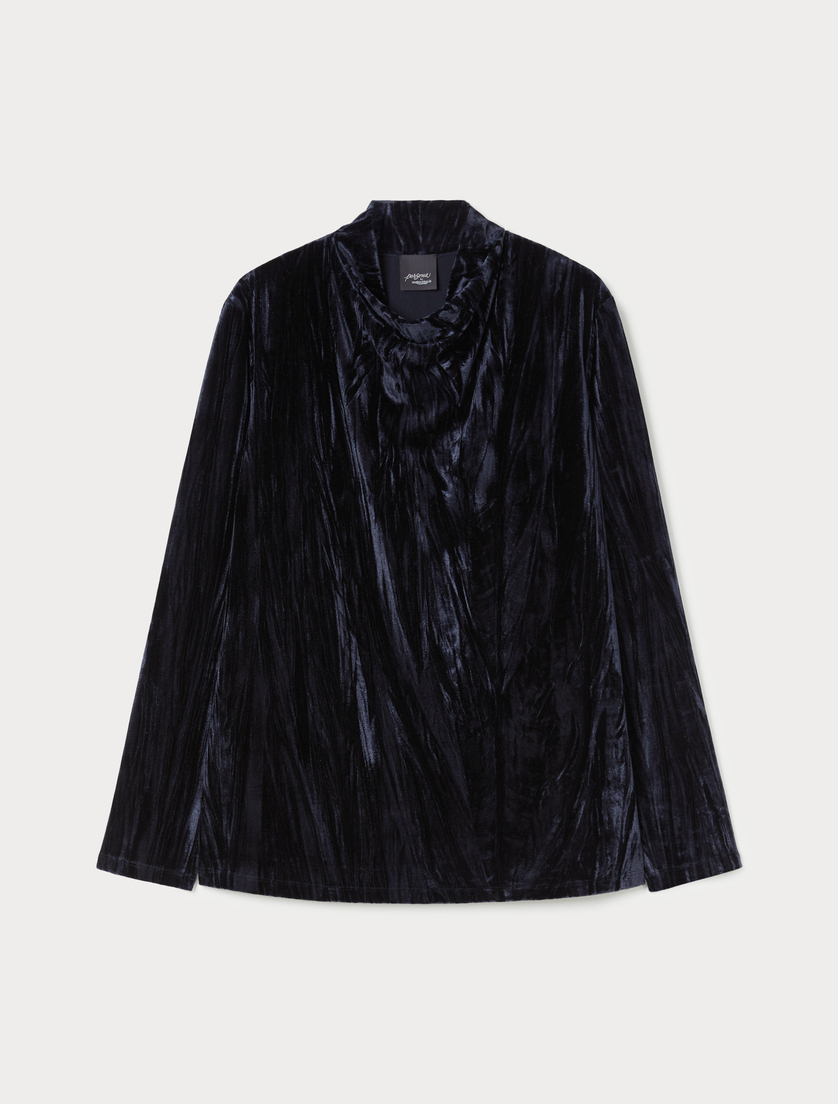 Velvet jersey polo-neck jumper - MIDNIGHTBLUE - Marina Rinaldi Velvet jersey polo-neck jumper - MIDNIGHTBLUE - Marina Rinaldi
