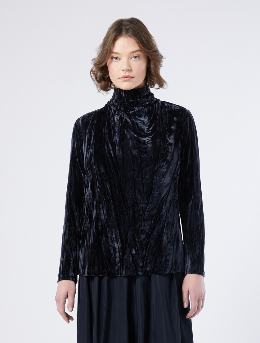 Velvet jersey polo-neck jumper - MIDNIGHTBLUE - Marina Rinaldi - 3 Velvet jersey polo-neck jumper - MIDNIGHTBLUE - Marina Rinaldi - 3