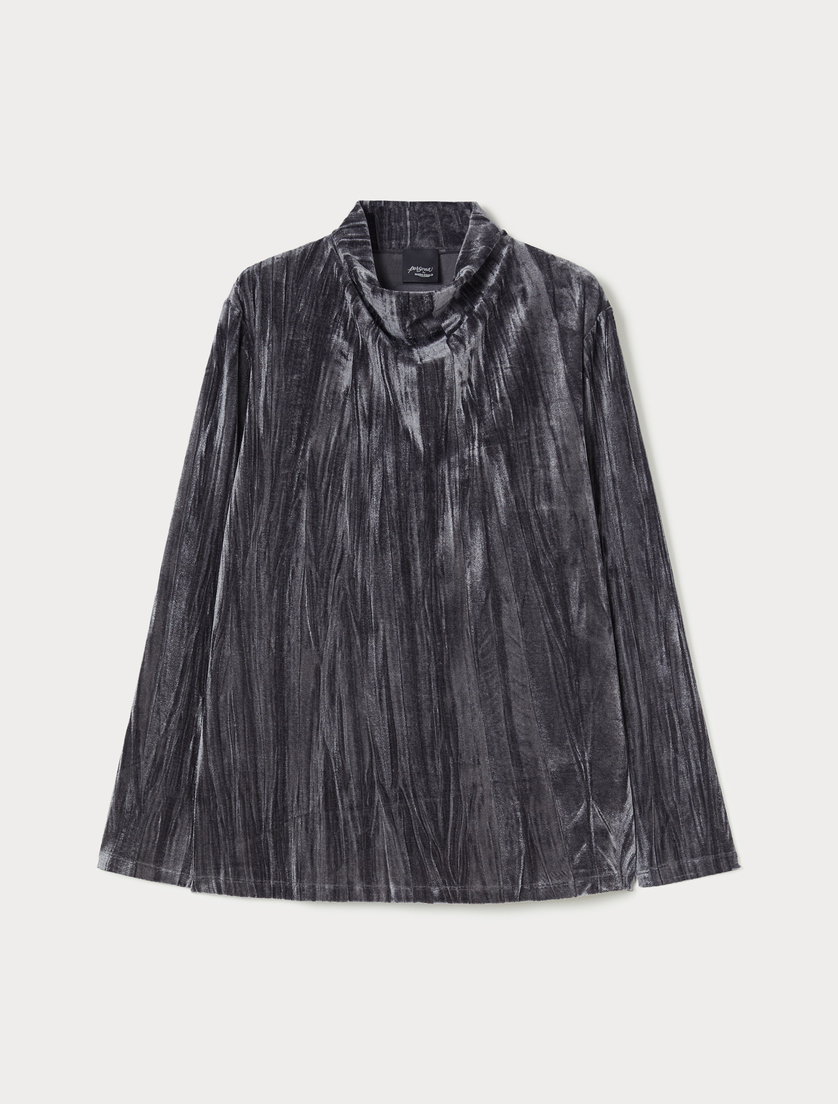 Velvet jersey polo-neck jumper - DARK GREY - Marina Rinaldi Velvet jersey polo-neck jumper - DARK GREY - Marina Rinaldi