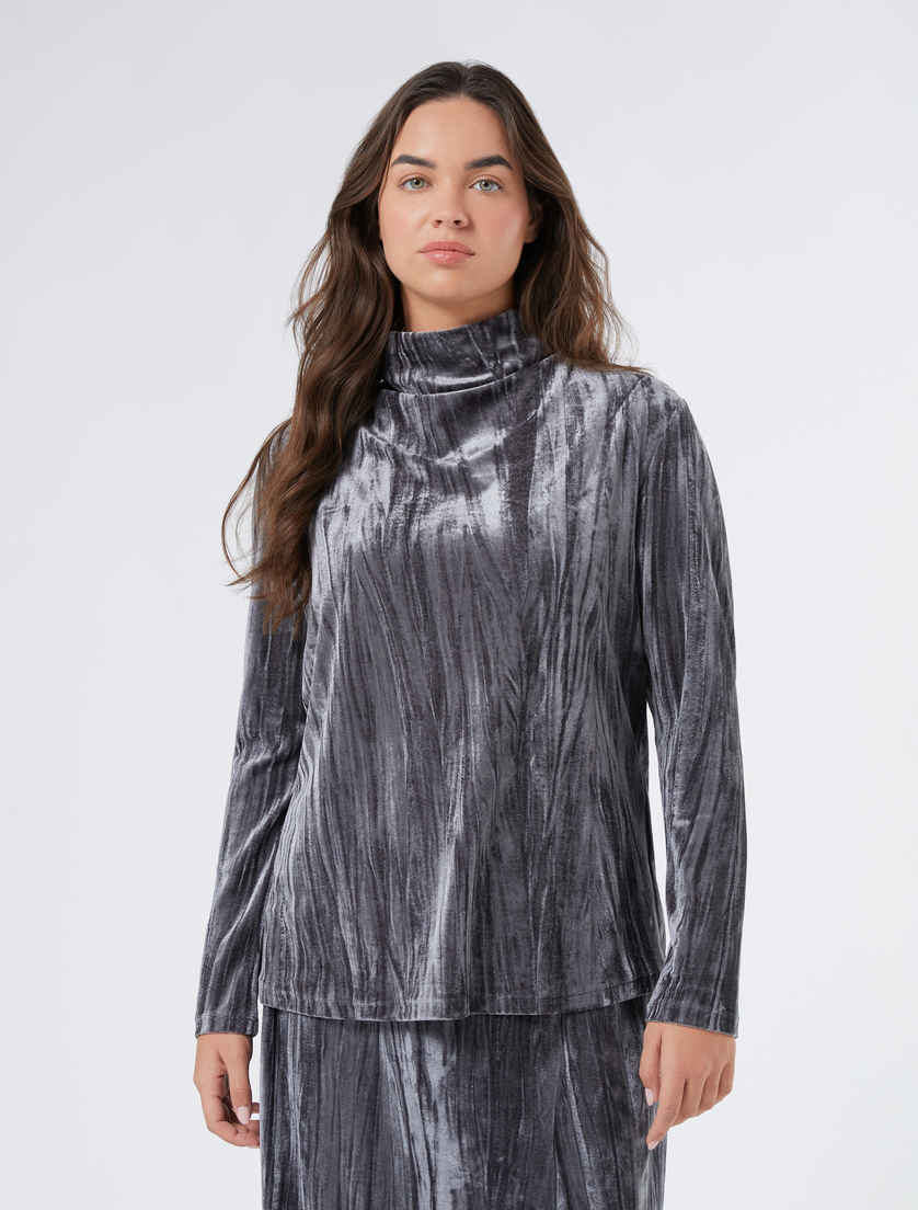 Velvet jersey polo-neck jumper - DARK GREY - Marina Rinaldi - 3 Velvet jersey polo-neck jumper - DARK GREY - Marina Rinaldi - 3