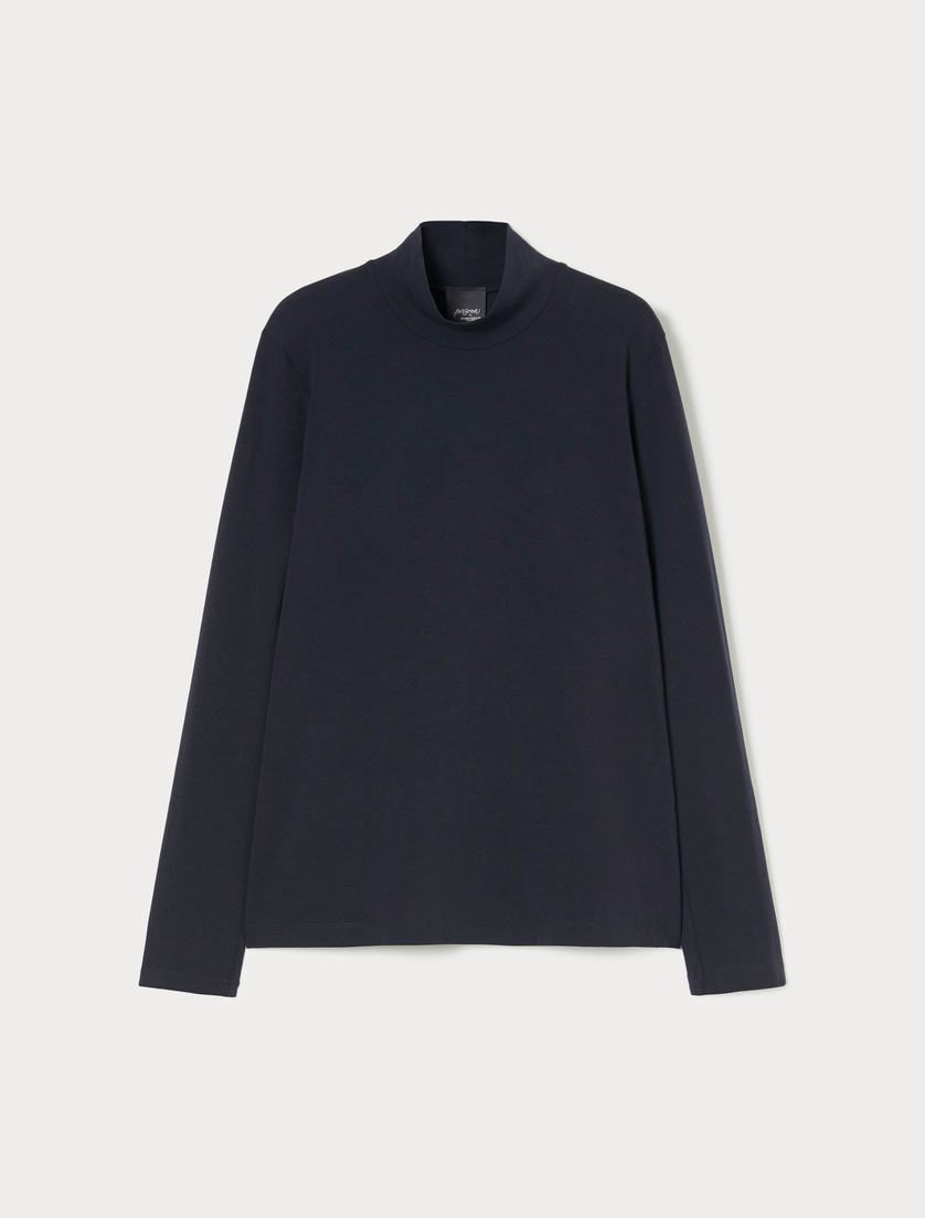 Stretch jersey polo-neck sweater - MIDNIGHTBLUE - Marina Rinaldi Stretch jersey polo-neck sweater - MIDNIGHTBLUE - Marina Rinaldi