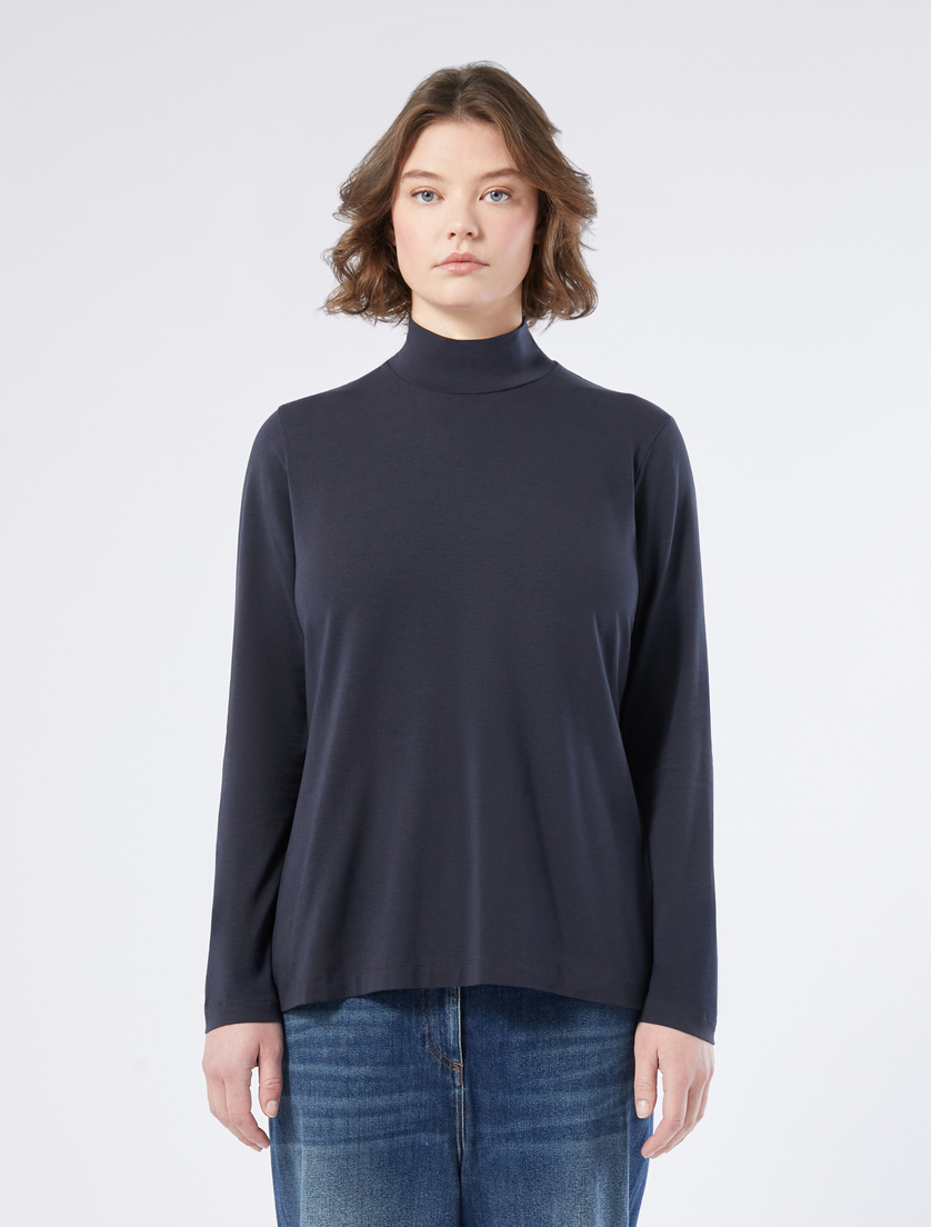 Stretch jersey polo-neck sweater - MIDNIGHTBLUE - Marina Rinaldi - 3 Stretch jersey polo-neck sweater - MIDNIGHTBLUE - Marina Rinaldi - 3