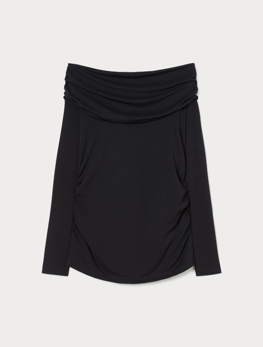 Interlock jersey T-shirt - BLACK - Marina Rinaldi