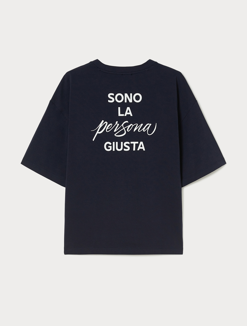 Stretch cotton jersey T-shirt - ULTRAMARINE - Marina Rinaldi - 4