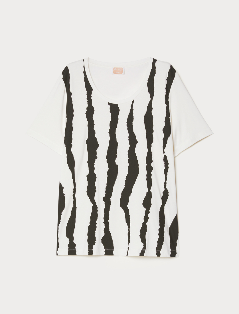 Printed jersey T-shirt - WHITE - Marina Rinaldi Printed jersey T-shirt - WHITE - Marina Rinaldi