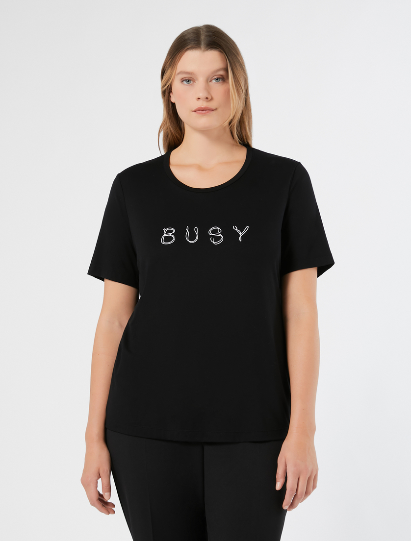 Printed jersey T-shirt - BLACK - Marina Rinaldi - 3