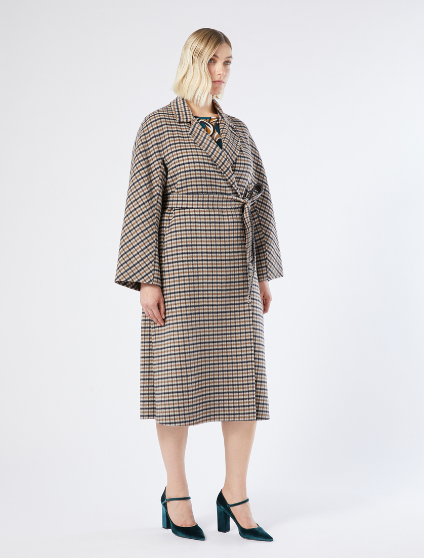 Chequered double-faced wool coat - KAKI - Marina Rinaldi - 3 Chequered double-faced wool coat - KAKI - Marina Rinaldi - 3