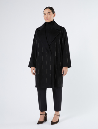 Pure wool broadcloth coat - BLACK