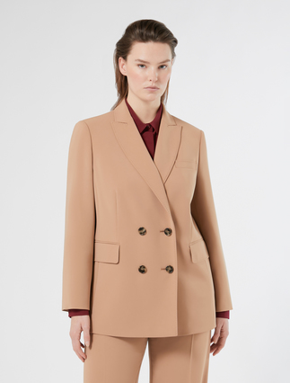 Blazer de cady con cierre cruzado de doble botón - CAMEL