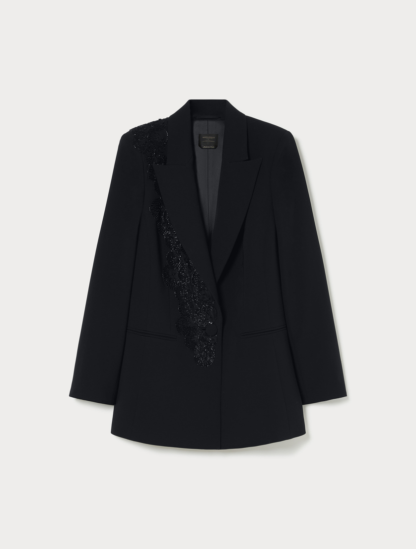 Cady blazer with embroidery - BLACK - Marina Rinaldi Cady blazer with embroidery - BLACK - Marina Rinaldi