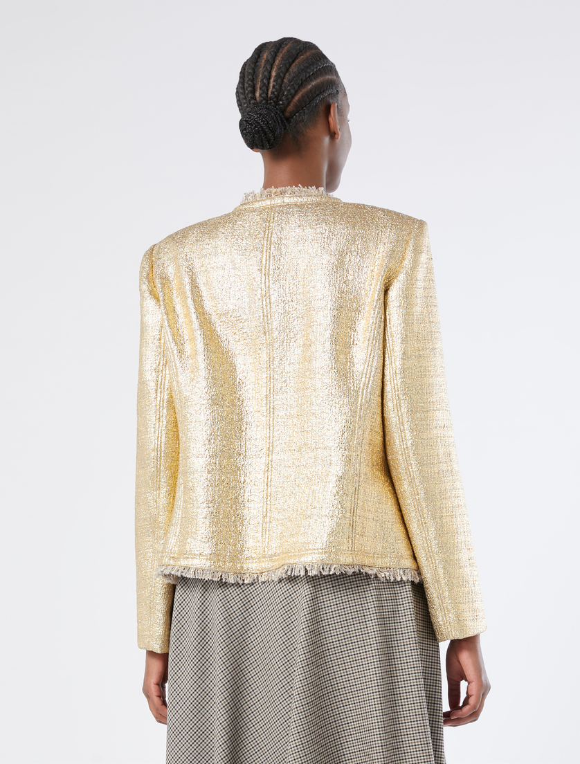 Knit fabric jacket with laminated detail - GOLD - Marina Rinaldi - 4 Knit fabric jacket with laminated detail - GOLD - Marina Rinaldi - 4