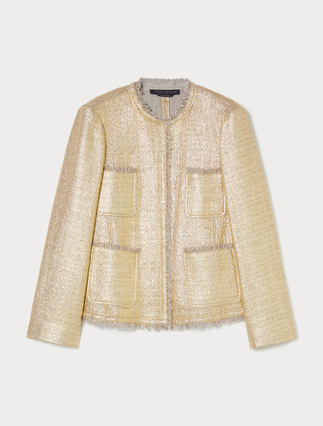 Knit fabric jacket with laminated detail - Marina Rinaldi