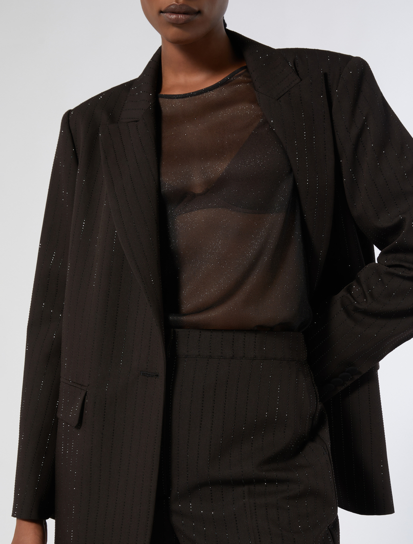 Twill blazer with rhinestones - BLACK - Marina Rinaldi - 4 - Marina Rinaldi