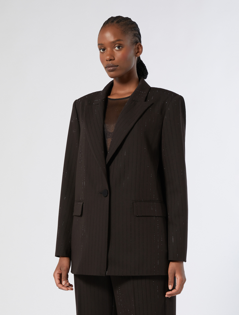 Twill blazer with rhinestones - BLACK - Marina Rinaldi - 3 - Marina Rinaldi