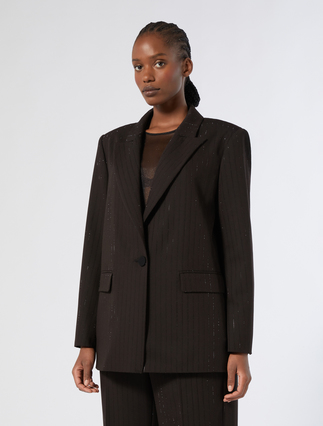 Twill blazer with rhinestones - BLACK