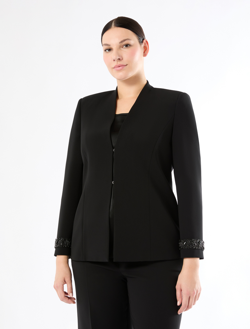 Cady jacket with embroidery - BLACK - Marina Rinaldi - 3