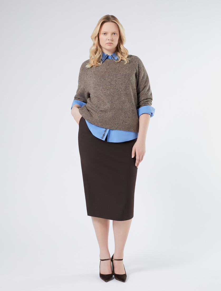 Stretch cotton twill skirt - CHOCOLATE - Marina Rinaldi - 2 Stretch cotton twill skirt - CHOCOLATE - Marina Rinaldi - 2