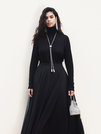 Chiffon skirt - BLACK