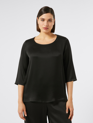 Satin blouse - BLACK
