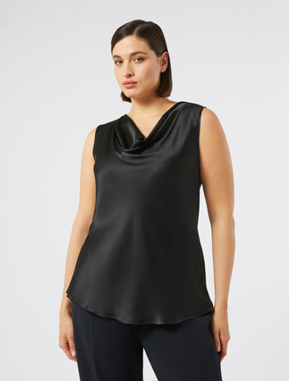 Silk-blend top - MIDNIGHTBLUE