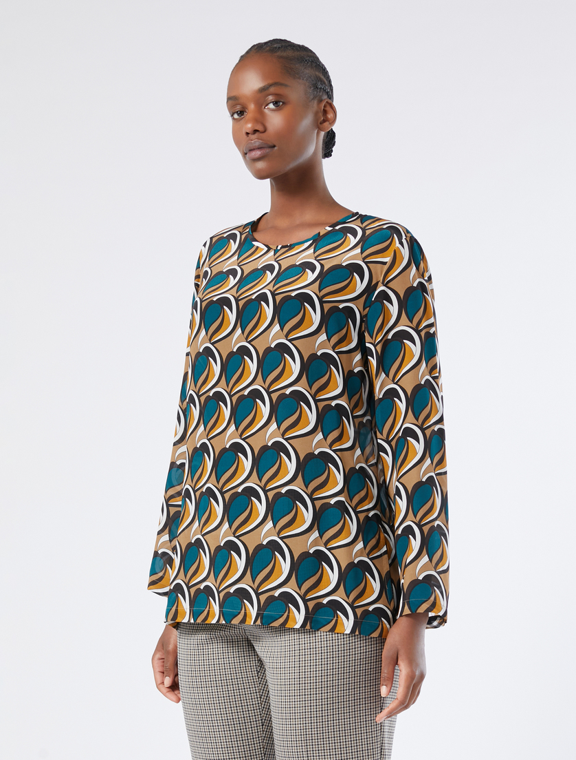 Crepe de chine blouse - GOLDEN GREEN - Marina Rinaldi - 3 Crepe de chine blouse - GOLDEN GREEN - Marina Rinaldi - 3