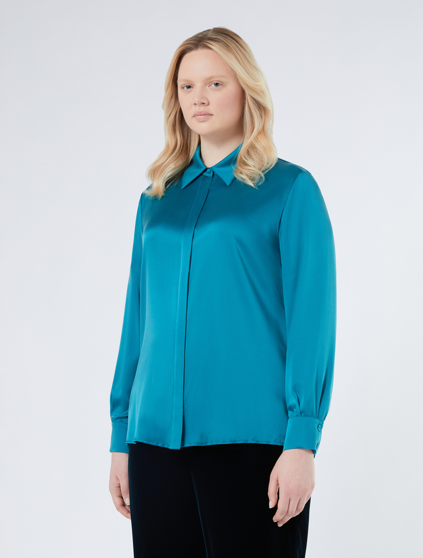 Silk satin shirt - EMERALD - Marina Rinaldi - 3 Silk satin shirt - EMERALD - Marina Rinaldi - 3