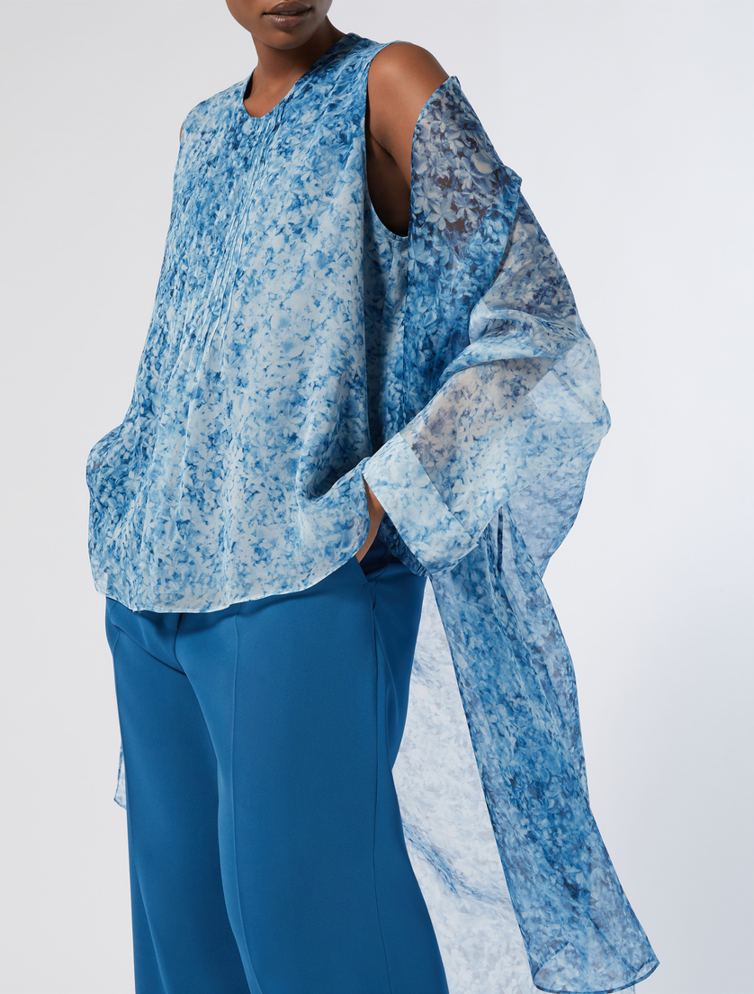 Silk georgette shirt - METALLIC BLUE - Marina Rinaldi - 4