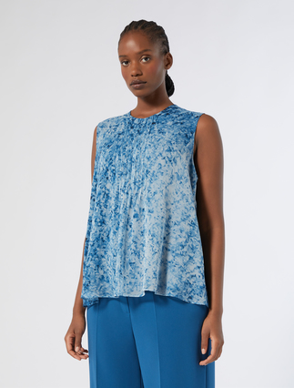 Silk georgette shirt - METALLIC BLUE