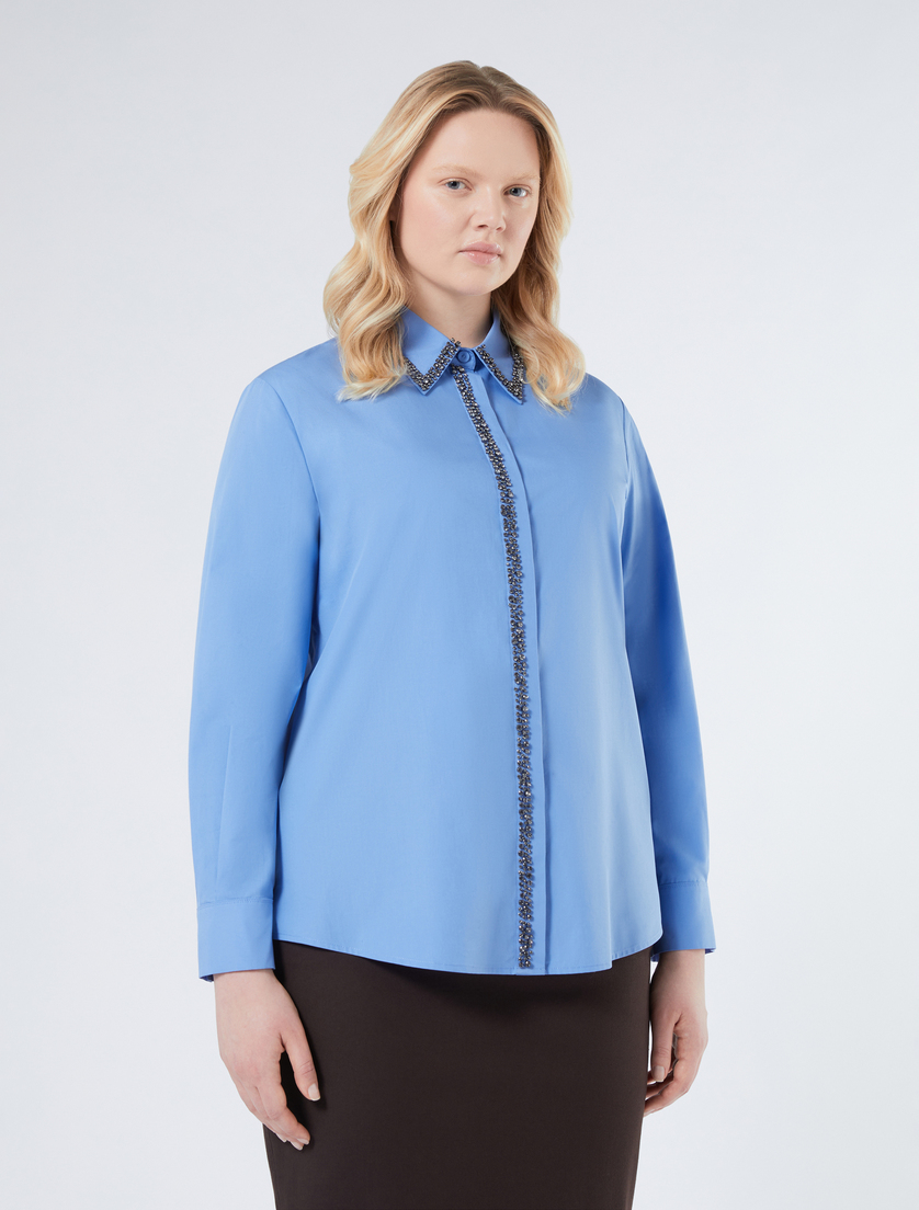 Hemdbluse aus Popeline mit Stickerei - AZURBLAU - Marina Rinaldi - 3 Hemdbluse aus Popeline mit Stickerei - AZURBLAU - Marina Rinaldi - 3