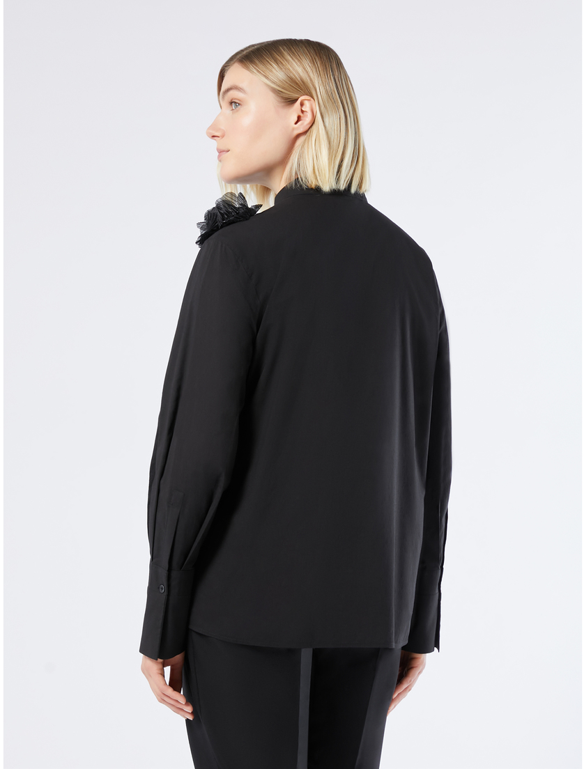 Embroidered voile shirt - BLACK - Marina Rinaldi - 4
