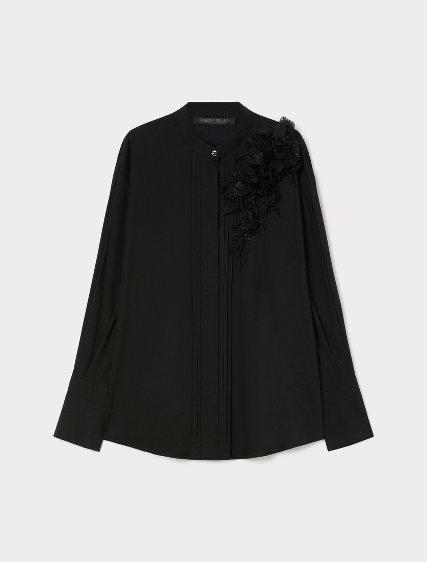Embroidered voile shirt - BLACK - Marina Rinaldi