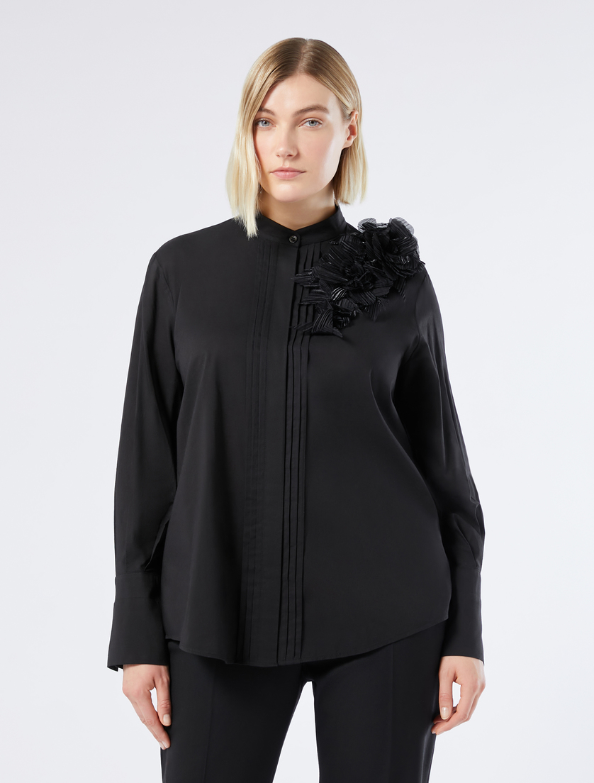 Embroidered voile shirt - BLACK - Marina Rinaldi - 3