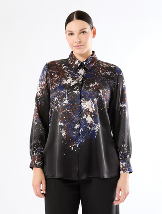 Silk satin shirt - BLACK