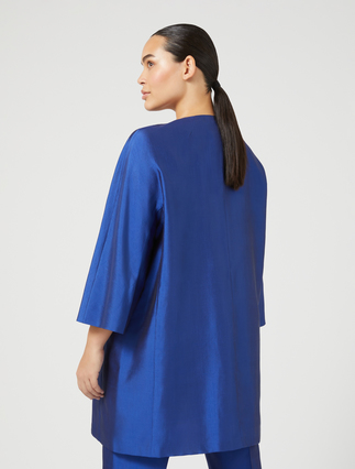Duster coat in silk shantung - PURPLE - Marina Rinaldi - 4