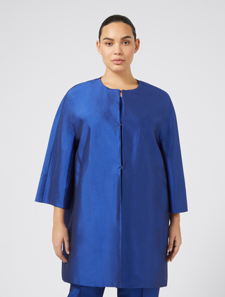 Duster coat in silk shantung - PURPLE - Marina Rinaldi - 3