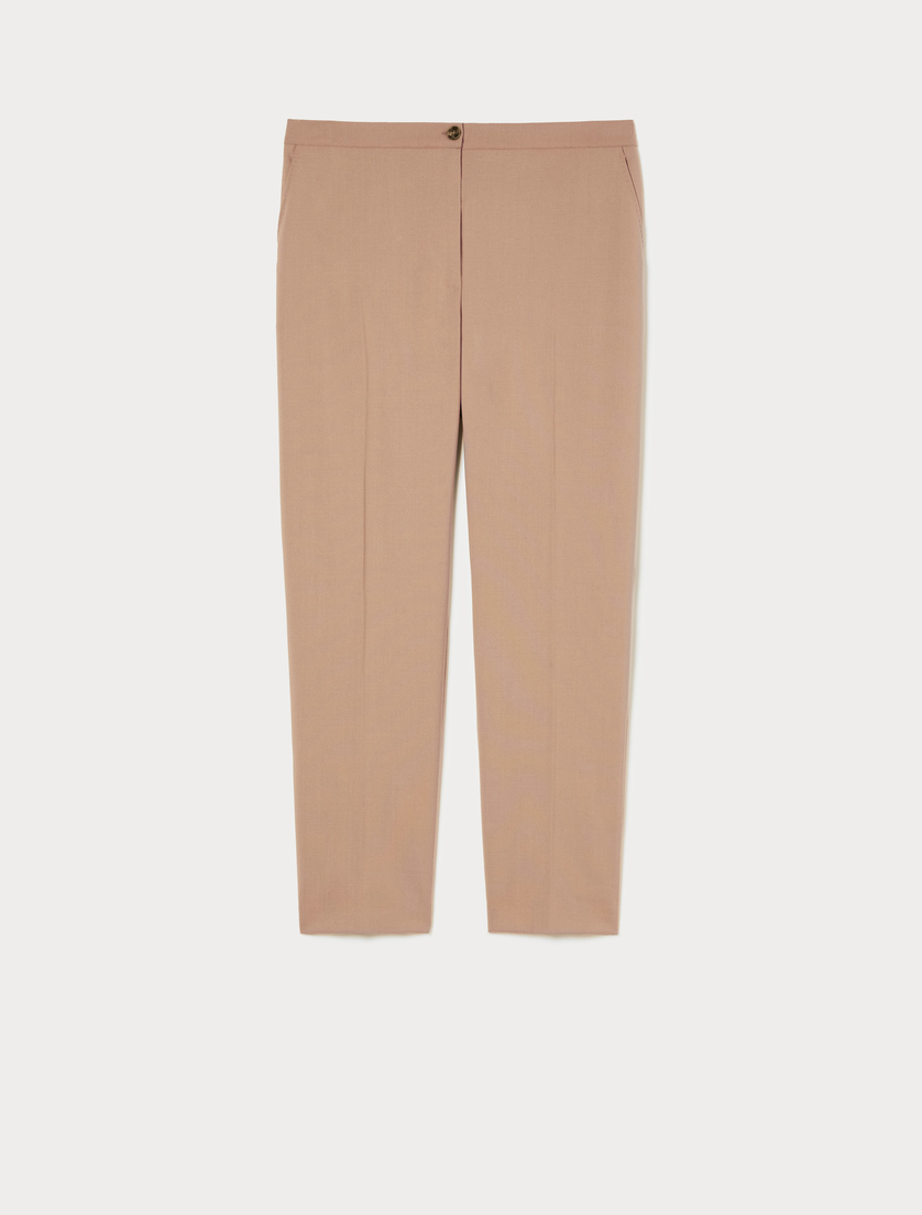 Straight-fit pure woollen cloth trousers - CAMEL - Marina Rinaldi