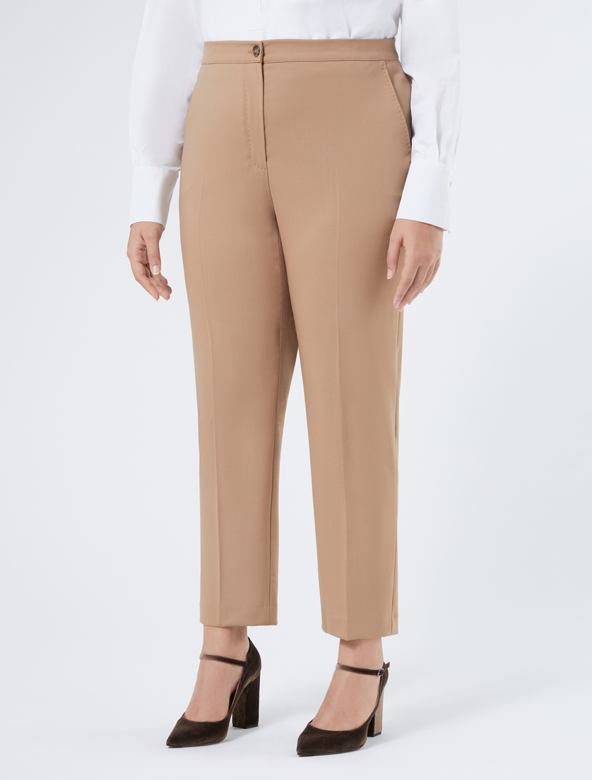 Straight-fit pure woollen cloth trousers - CAMEL - Marina Rinaldi - 3
